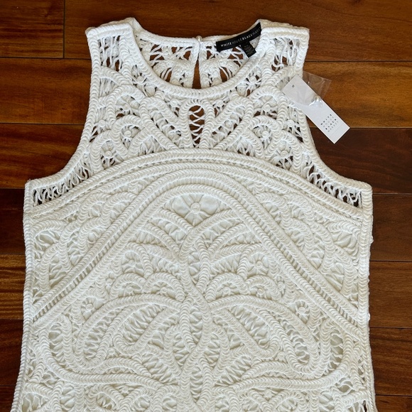 WHITE HOUSE BLACK MARKET CROCHET SLEEVELESS TANK TOP:NWT SOFT WHITE  XS - Picture 2 of 14